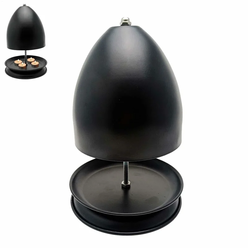 Double Walled Tea Light Heater Hand Warmer Iron Art Indoor Candle Heater Desktop Ornament - Black