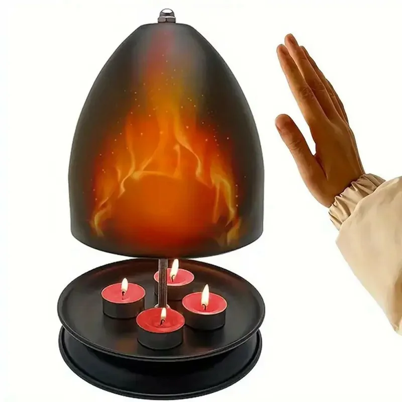 Double Walled Tea Light Heater Hand Warmer Iron Art Indoor Candle Heater Desktop Ornament - Black