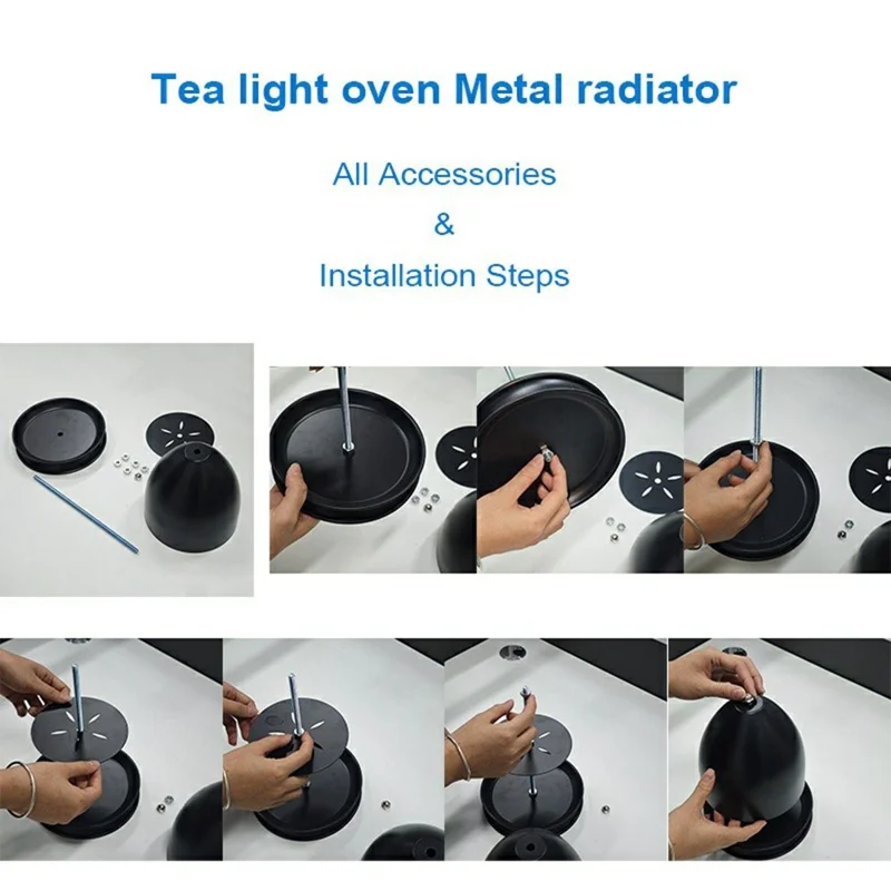 Double Walled Tea Light Heater Hand Warmer Iron Art Indoor Candle Heater Desktop Ornament - Black