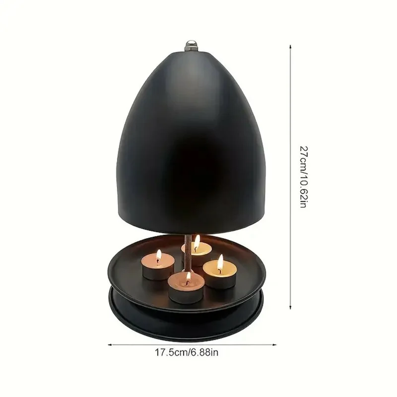 Double Walled Tea Light Heater Hand Warmer Iron Art Indoor Candle Heater Desktop Ornament - Black