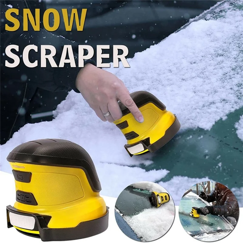 Quitanieves recargable por USB, raspador eléctrico de nieve para cristales de coche, herramienta de descongelación y limpieza - Amarillo