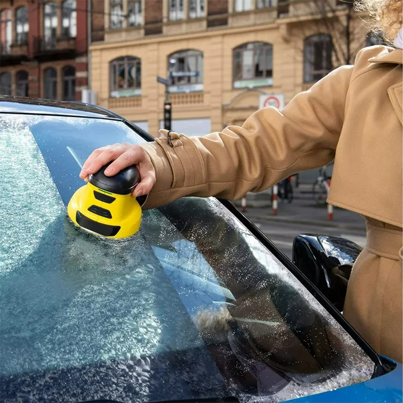 Quitanieves recargable por USB, raspador eléctrico de nieve para cristales de coche, herramienta de descongelación y limpieza - Amarillo