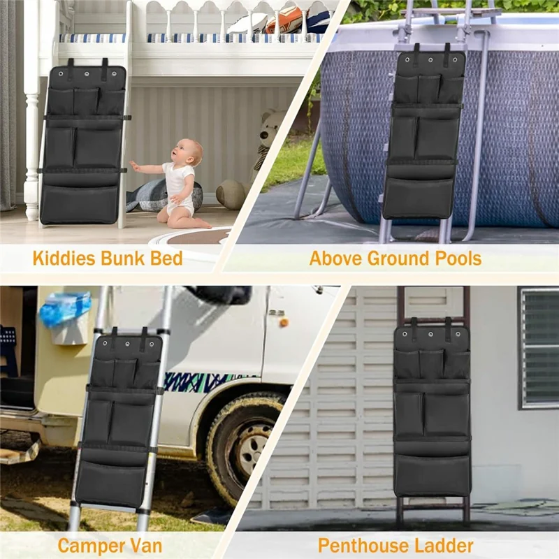 Oxford-stof sengeladder-dækkel med opbevaringslommer mod klatring til børn