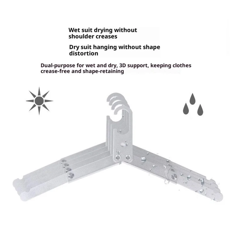 Ultralekki aluminiowy składany wieszak na bieliznę do kempingu, podróży, przenośny magiczny wieszak - srebrny