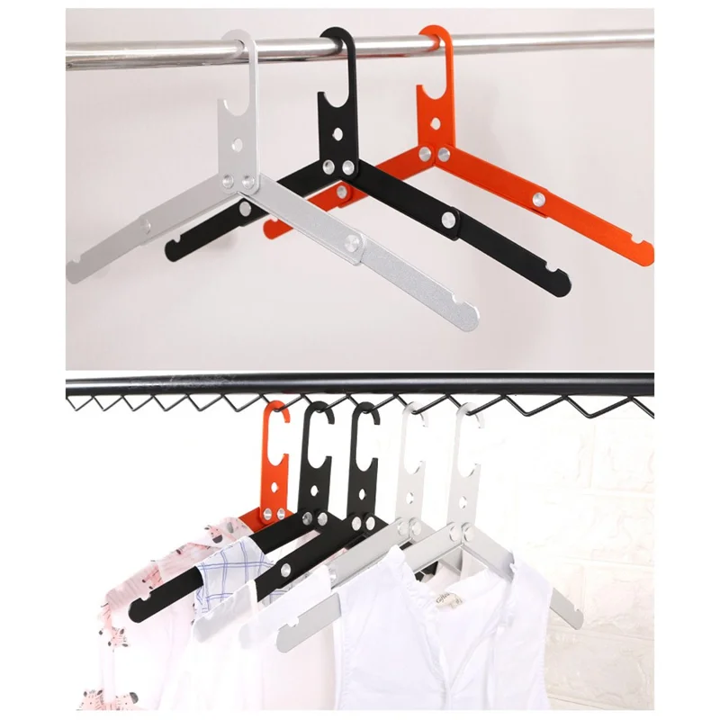 Ultralekki aluminiowy składany wieszak na bieliznę do kempingu, podróży, przenośny magiczny wieszak - srebrny