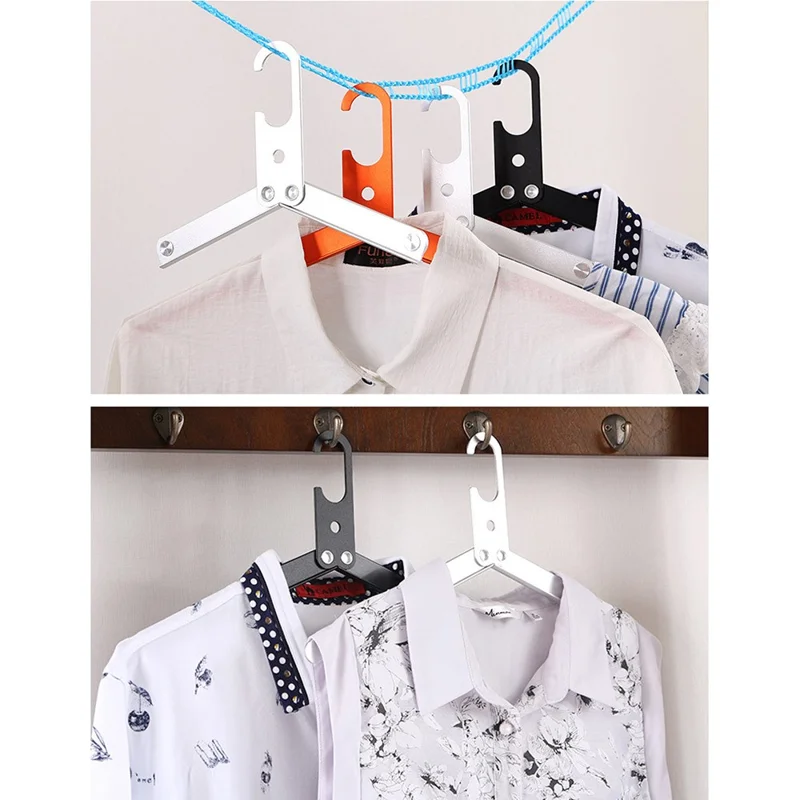 Ultralekki aluminiowy składany wieszak na bieliznę do kempingu, podróży, przenośny magiczny wieszak - srebrny