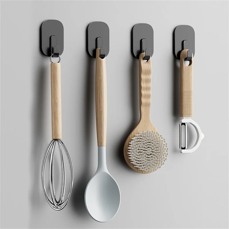 4Pcs No Trace Magnetic Hooks for Refrigerator Side Door Multipurpose Strong Magnet Hanger - Black