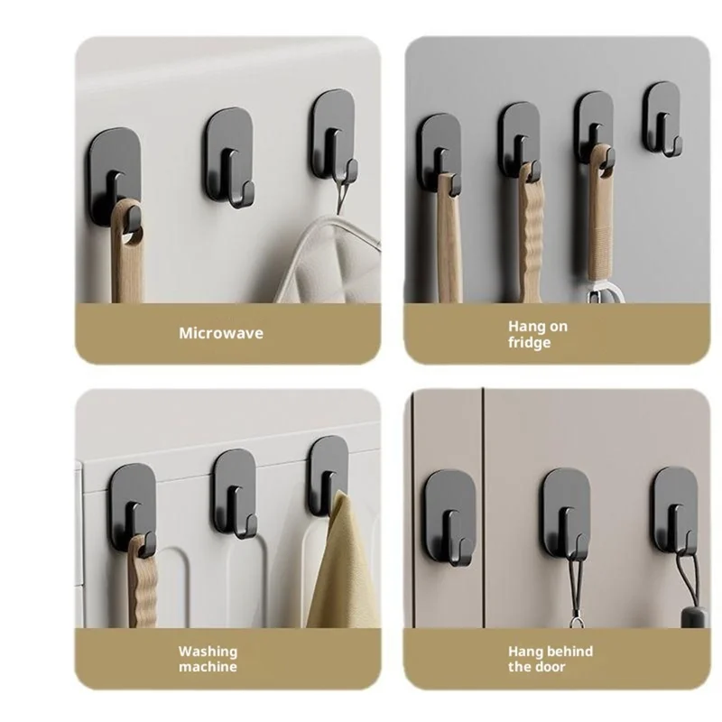 4Pcs No Trace Magnetic Hooks for Refrigerator Side Door Multipurpose Strong Magnet Hanger - Black