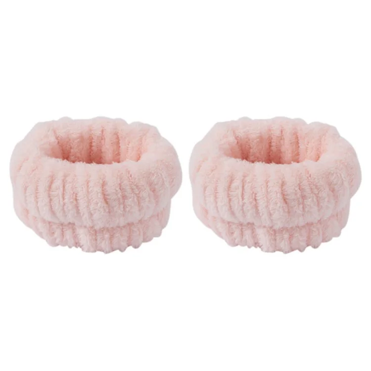 2PCS Fascia Assorbente per l'Acqua per il Lavaggio del Viso, Fasce per Polso per Acqua che Scorre Giù sulle Tue Braccia - Rosa Chiaro