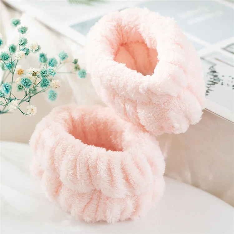 2PCS Fascia Assorbente per l'Acqua per il Lavaggio del Viso, Fasce per Polso per Acqua che Scorre Giù sulle Tue Braccia - Rosa Chiaro