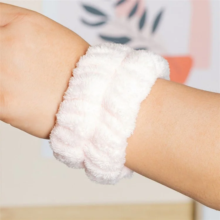 2PCS Fascia Assorbente per l'Acqua per il Lavaggio del Viso, Fasce per Polso per Acqua che Scorre Giù sulle Tue Braccia - Rosa Chiaro
