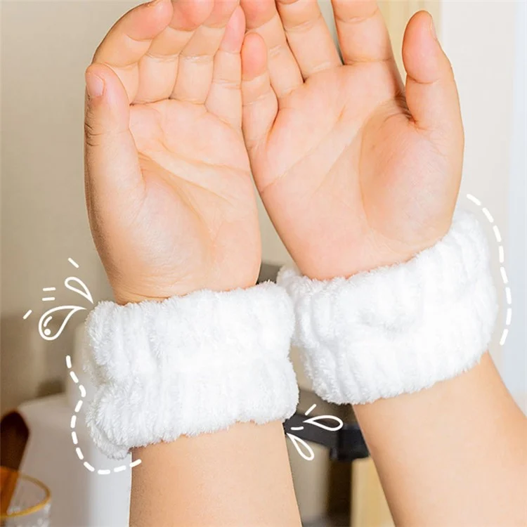 2PCS Fascia Assorbente per l'Acqua per il Lavaggio del Viso, Fasce per Polso per Acqua che Scorre Giù sulle Tue Braccia - Rosa Chiaro