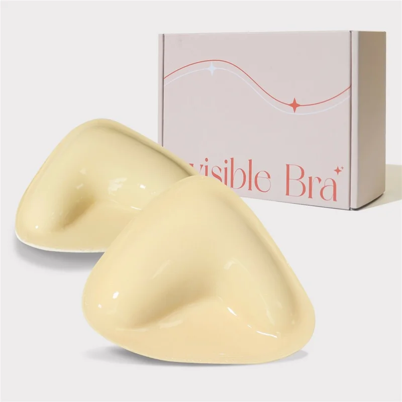 1 Para Trójkątne Wkładki do Biustonosza z Podwójnym Klejem dla Kobiet Niewidzialne Oddychające Wkładki Puszczające Piersi w Górze - A
