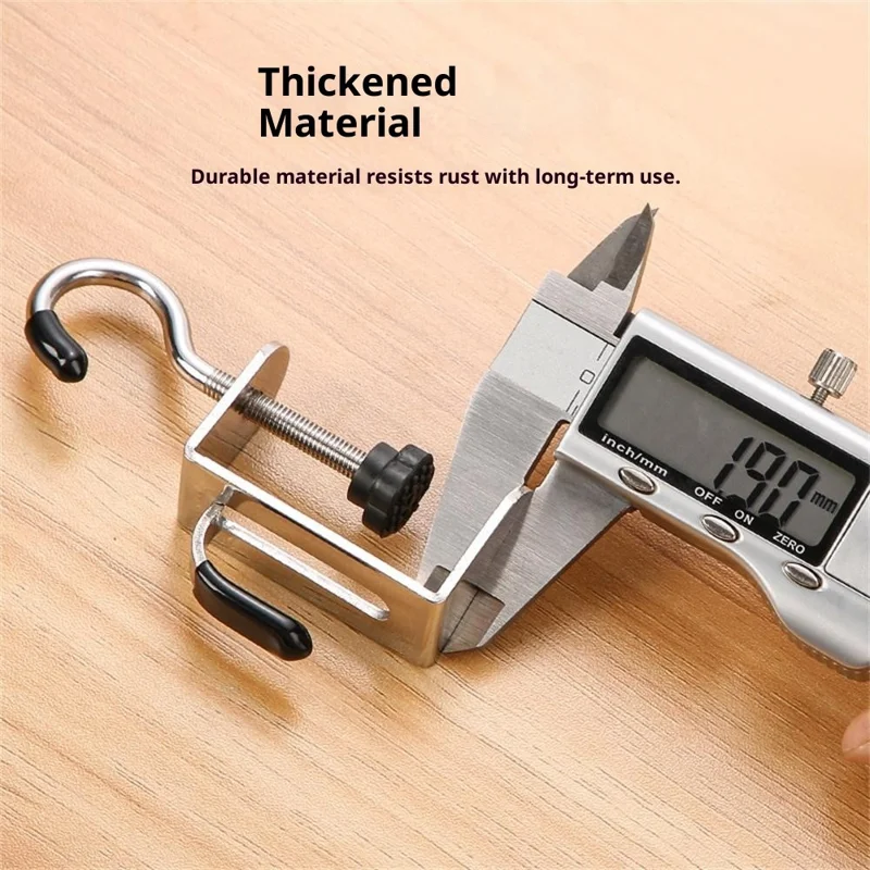 4Pcs Dual Hook Detachable Backpack Hanger for Desk Side Stainless Steel Clip On Hanging Organizer