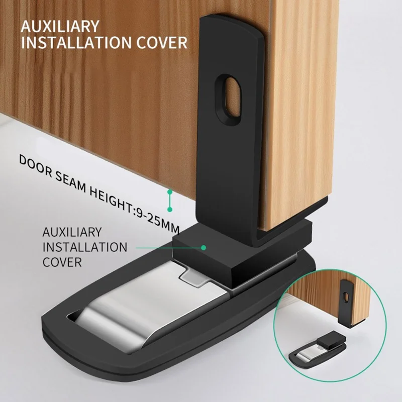 No Drilling Strong Magnet L-Shaped Doorstop Ultra Thin Floor Mount Magnetic Door Stopper