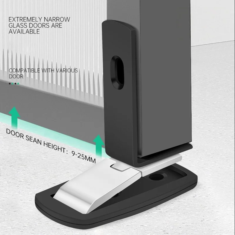 No Drilling Strong Magnet L-Shaped Doorstop Ultra Thin Floor Mount Magnetic Door Stopper