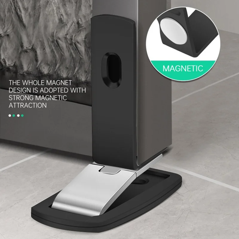 No Drilling Strong Magnet L-Shaped Doorstop Ultra Thin Floor Mount Magnetic Door Stopper