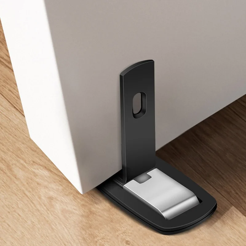 No Drilling Strong Magnet L-Shaped Doorstop Ultra Thin Floor Mount Magnetic Door Stopper