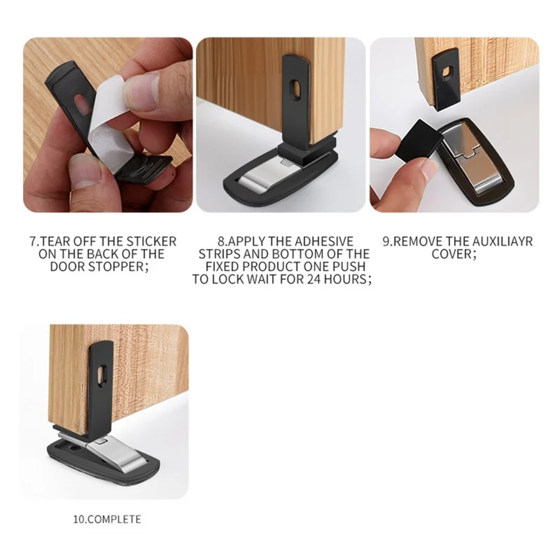 No Drilling Strong Magnet L-Shaped Doorstop Ultra Thin Floor Mount Magnetic Door Stopper