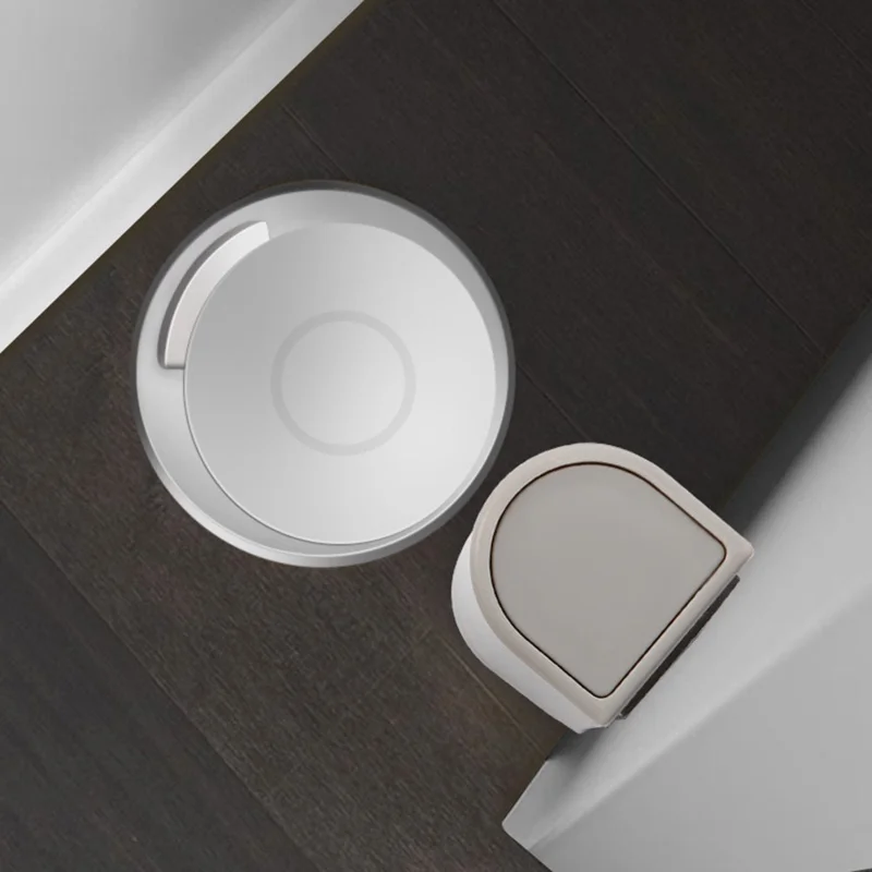 No Drilling Silent Door Stopper Waterproof Stainless Steel + PP Anti Collision Floor Mounted Door Catch - Black