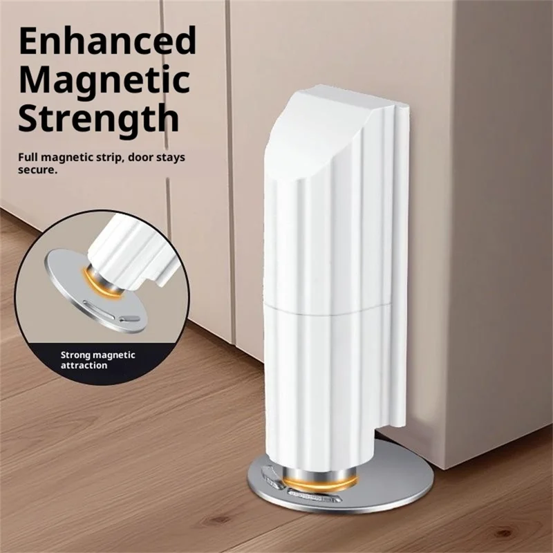 Invisible Magnetic Door Stopper for Bathroom Glass Door Ultra Thin No Drill Door Holder - White