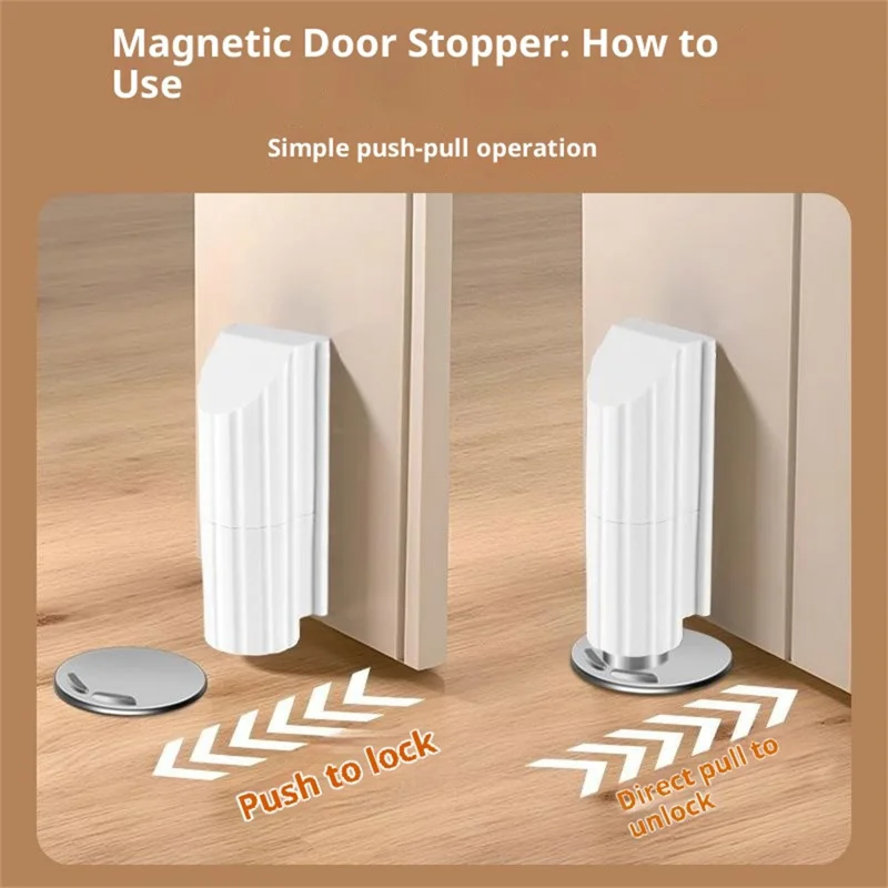 Invisible Magnetic Door Stopper for Bathroom Glass Door Ultra Thin No Drill Door Holder - White