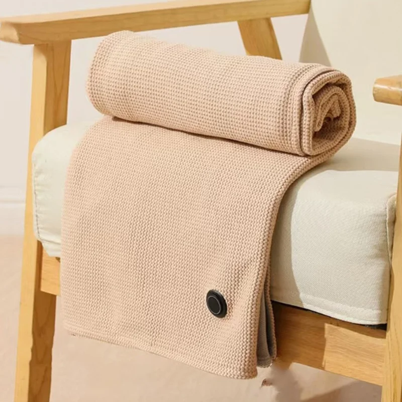 Portable Electric Heating Blanket for Home Office Car Camping USB Powered 5V Graphene Heating Shawl - Beige