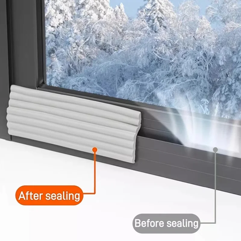Tira de sellado de ventanas, cinta de burlete, tira de cierre de corriente de aire, aislamiento autoadhesivo para ranuras de puertas/ventanas - Blanco