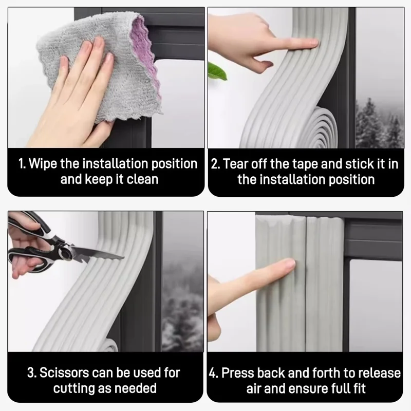 Tira de sellado de ventanas, cinta de burlete, tira de cierre de corriente de aire, aislamiento autoadhesivo para ranuras de puertas/ventanas - Blanco