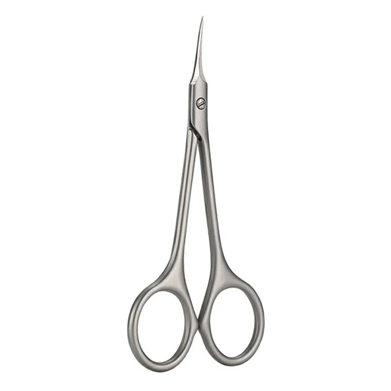 Tesoura de Cutícula com Ponta Curva para Cuidados com Unhas, Corte de Precisão, Ferramenta de Manicure em Aço Inoxidável - Prata
