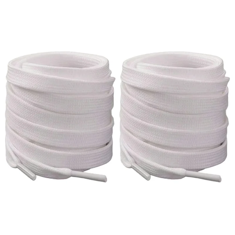 1 par 100 cm flade snørebånd til casual sneakers og sportskøjer dobbeltlaget polyester snørebånd - hvid