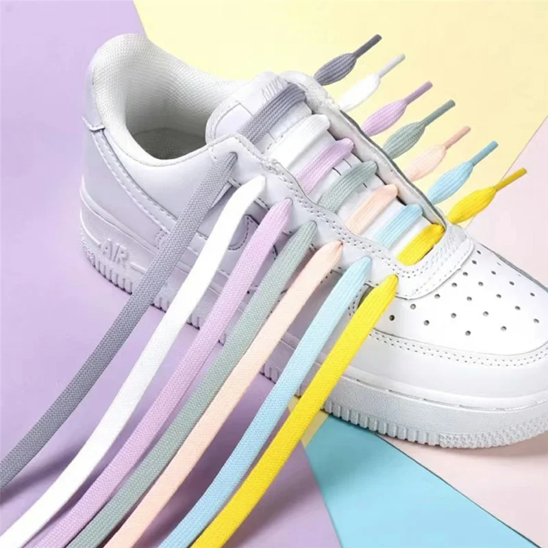 1 par 100 cm flade snørebånd til casual sneakers og sportskøjer dobbeltlaget polyester snørebånd - hvid