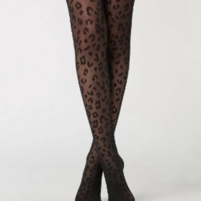1Pair Leopard Print Sexy Stockings Retro Jacquard Pantyhose Slimming Tights