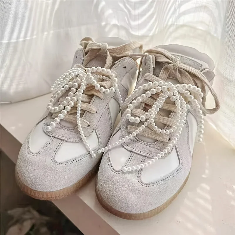 1Pair Pearl Butterfly Bow Tassel Shoe Charm Double Layer Bow Decorative Shoe Accessory