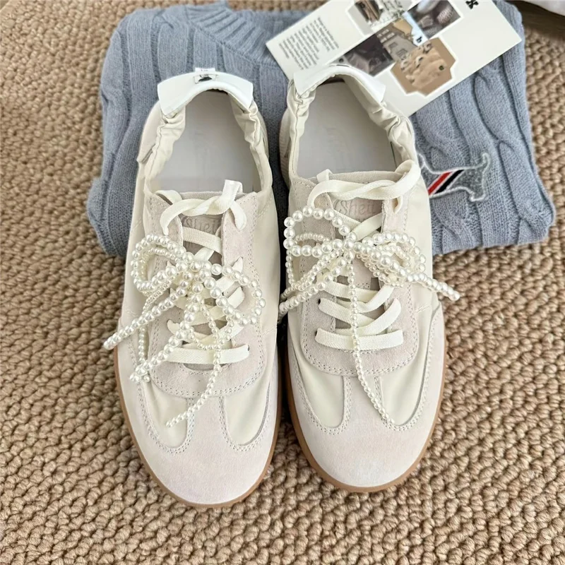 1Pair Pearl Butterfly Bow Tassel Shoe Charm Double Layer Bow Decorative Shoe Accessory