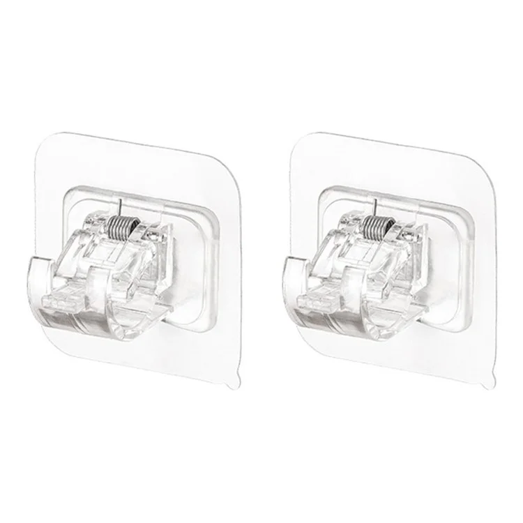 2PCS Curtain Towel Rod Holder No Drill Self-Adhesive Holder Hook Fixing Hook Hanging Bracket - Transparent