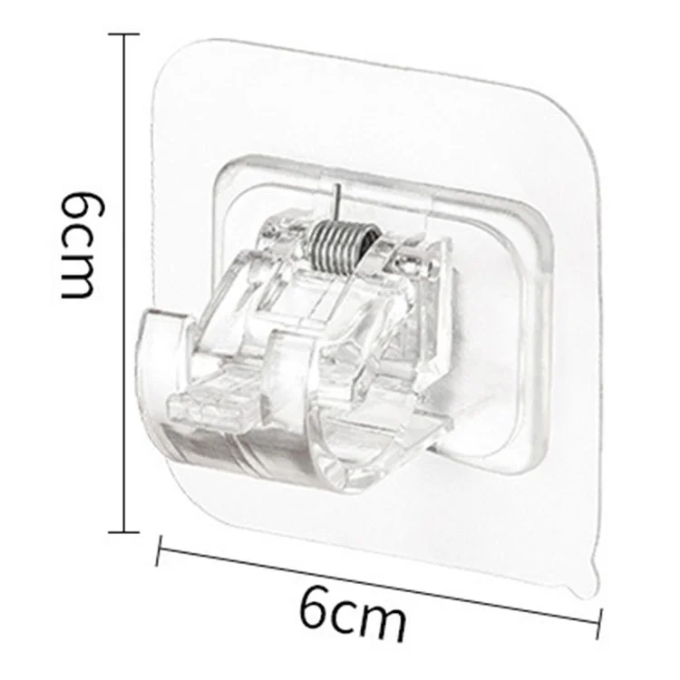 2PCS Curtain Towel Rod Holder No Drill Self-Adhesive Holder Hook Fixing Hook Hanging Bracket - Transparent