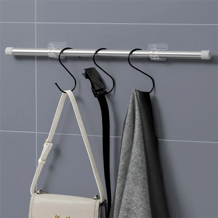 2PCS Curtain Towel Rod Holder No Drill Self-Adhesive Holder Hook Fixing Hook Hanging Bracket - Transparent