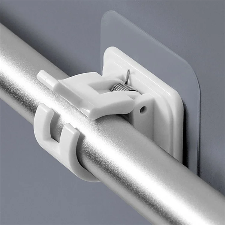 2PCS Curtain Towel Rod Holder No Drill Self-Adhesive Holder Hook Fixing Hook Hanging Bracket - Transparent