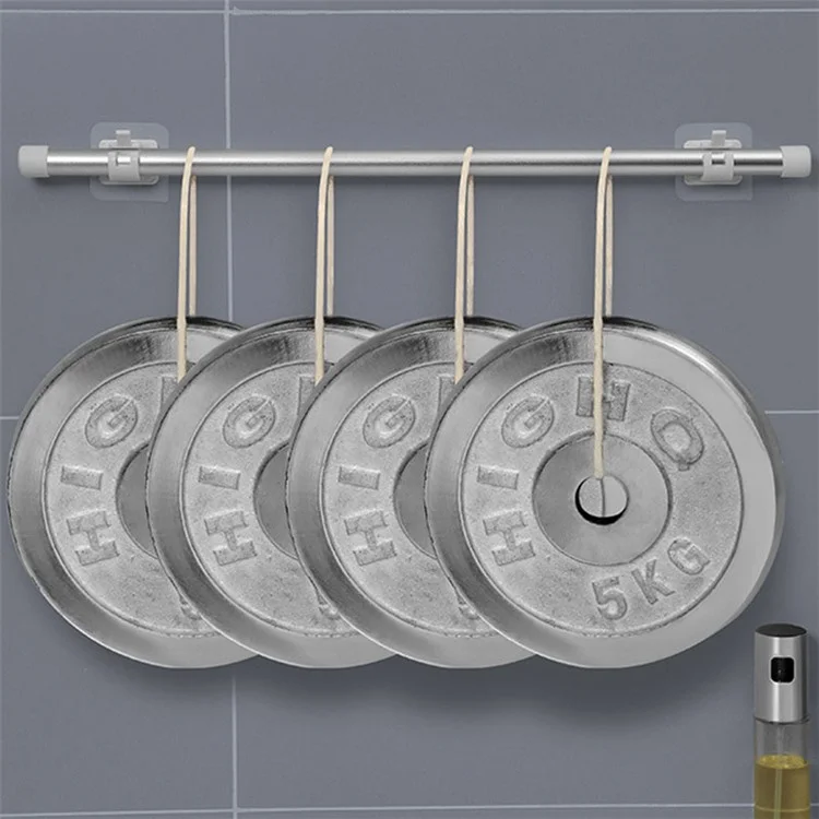 2PCS Curtain Towel Rod Holder No Drill Self-Adhesive Holder Hook Fixing Hook Hanging Bracket - Transparent