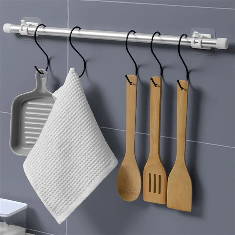 2PCS Curtain Towel Rod Holder No Drill Self-Adhesive Holder Hook Fixing Hook Hanging Bracket - Transparent