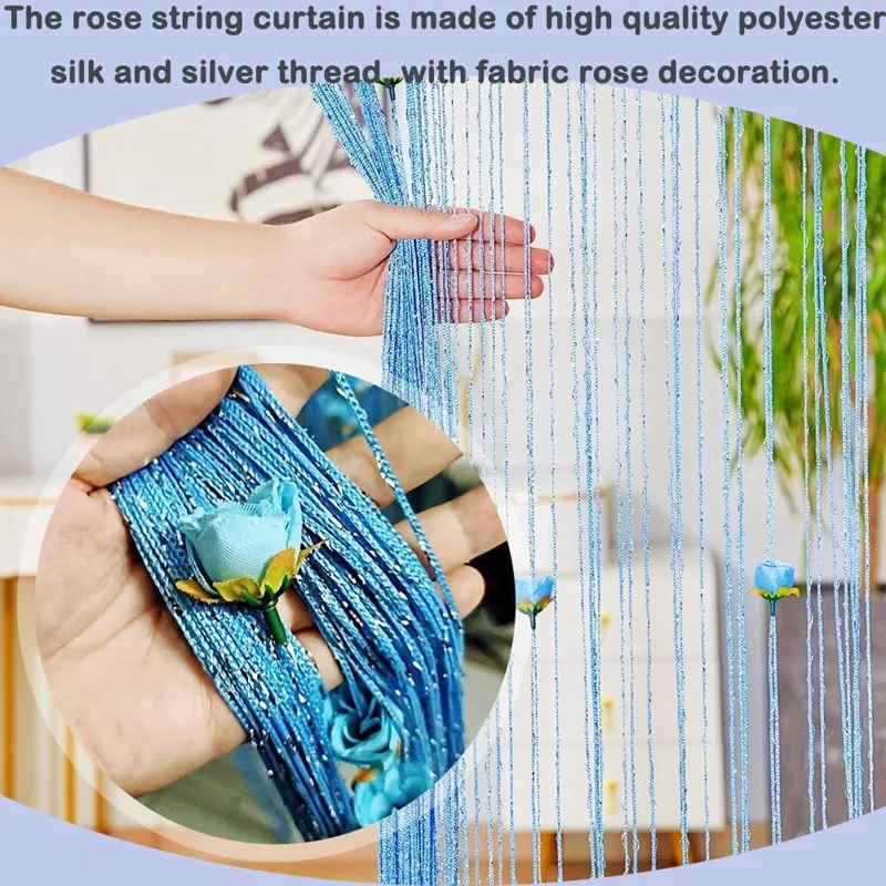 100 x 200cm Decorative Flower String Curtain Door Tassels Curtain Window Room Divider Blind for Home - Pink