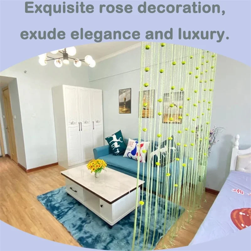 100 x 200cm Decorative Flower String Curtain Door Tassels Curtain Window Room Divider Blind for Home - Pink