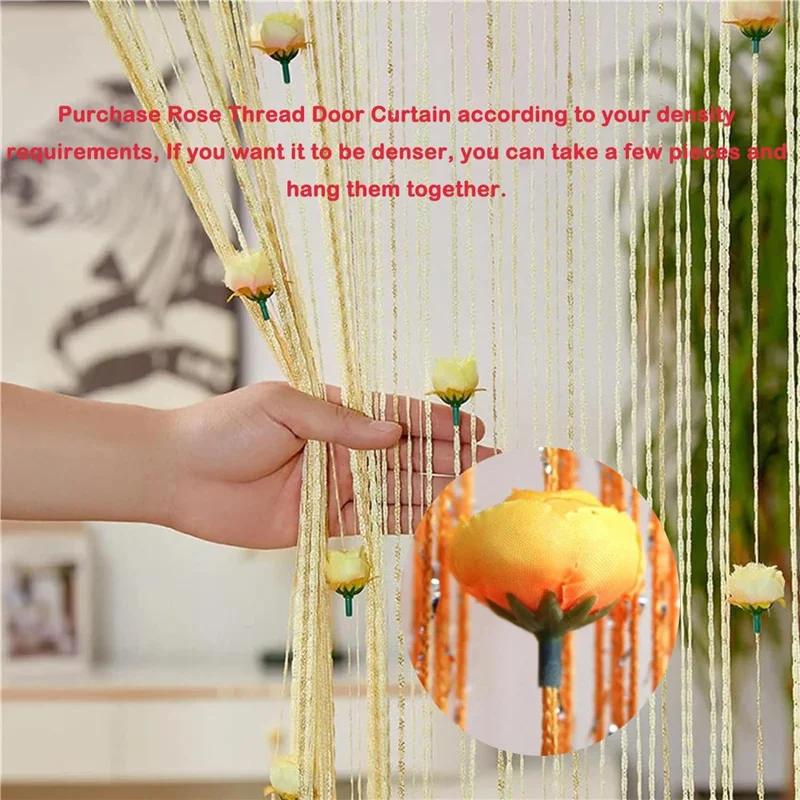 100 x 200cm Decorative Flower String Curtain Door Tassels Curtain Window Room Divider Blind for Home - Pink