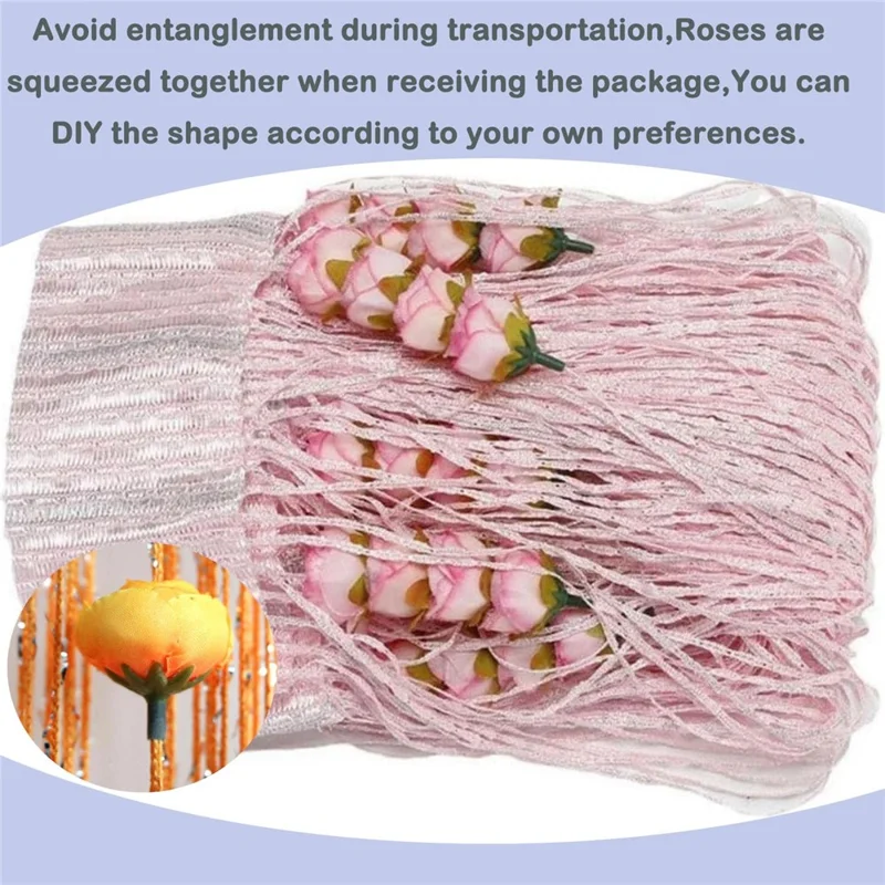 100 x 200cm Decorative Flower String Curtain Door Tassels Curtain Window Room Divider Blind for Home - Pink