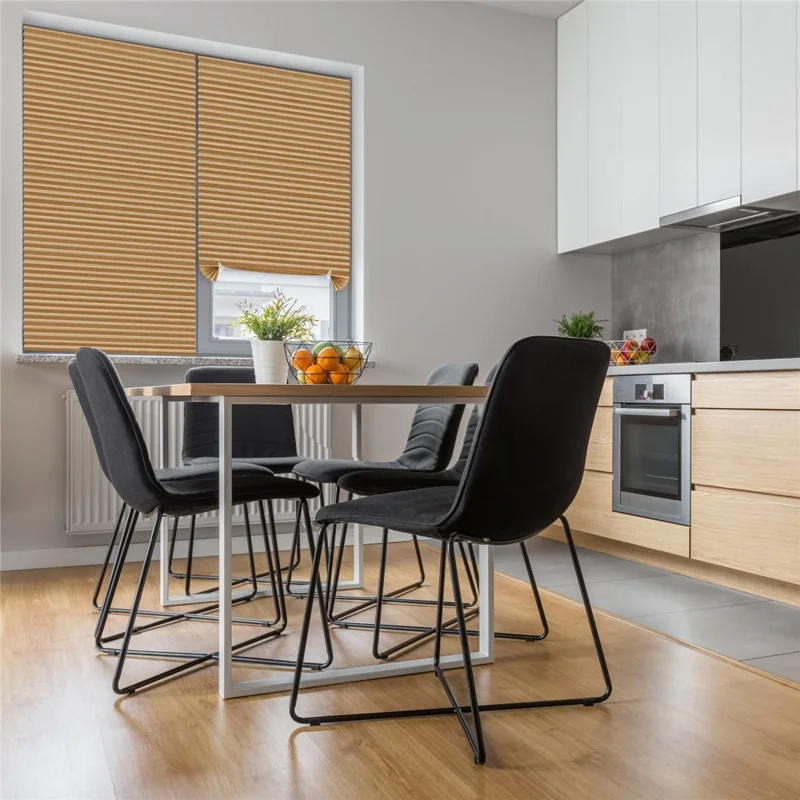 90 x 150cm Self Adhesive No Drill Pleated Blinds Non-Woven Semi-Blackout Shades for Conference Room  /  Study - Black