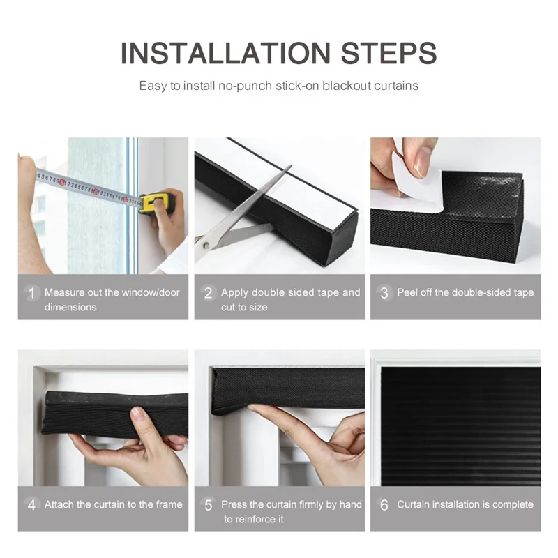 90 x 150cm Self Adhesive No Drill Pleated Blinds Non-Woven Semi-Blackout Shades for Conference Room  /  Study - Black