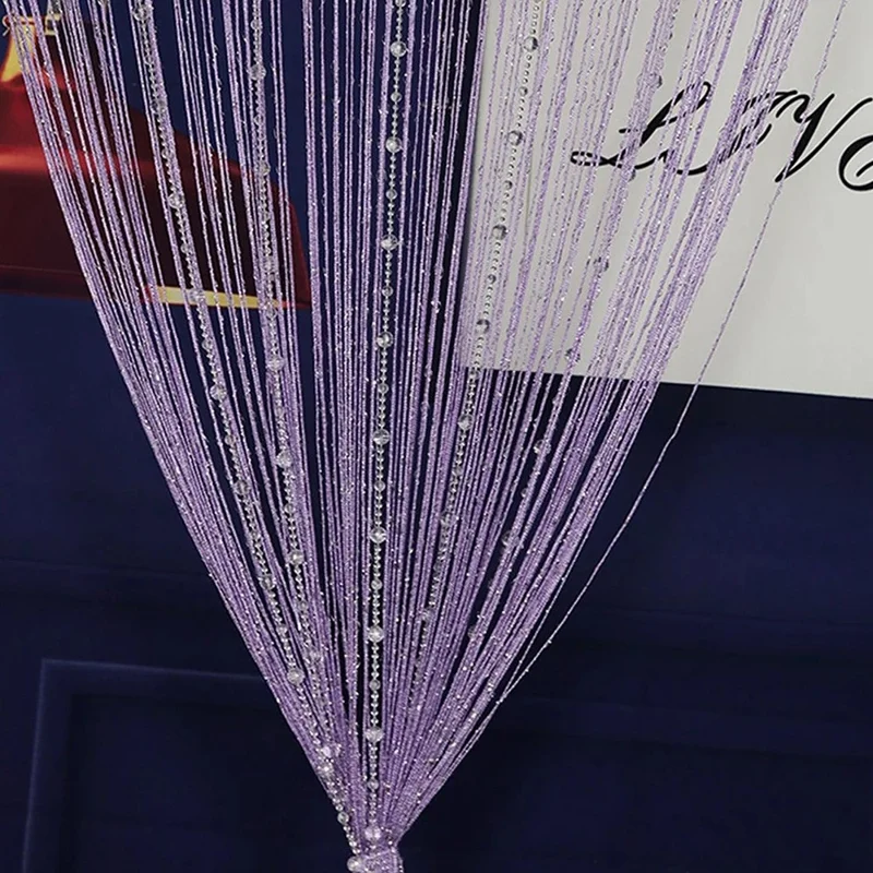 ستارة خرز كريستال 100 × 200 سم للنوم والم living room ديكور ستارة بشرائط لتقسيم الباب - أبيض