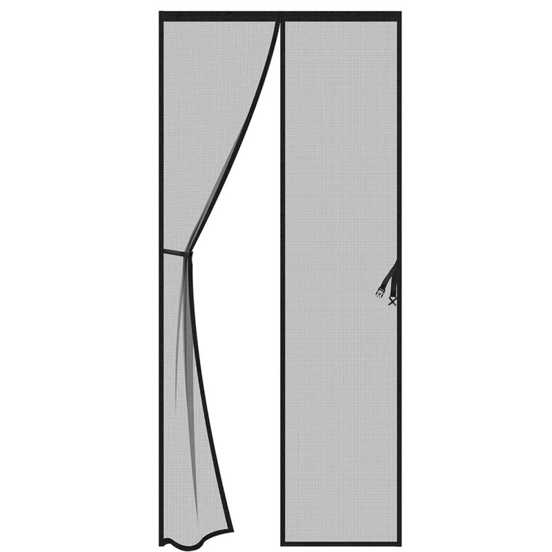 Rideau de porte moustiquaire magnétique 80 x 210 cm - Barrière anti-insectes sans perçage, diviseur de confidentialité pour cuisine / chambre à coucher - Noir