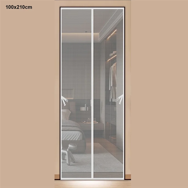 100 x 210 cm Magnetischer Türvorhang Mesh Insektenschutz Ohne Bohren Sichtschutz Raumteiler für Küche / Schlafzimmer - Weiß